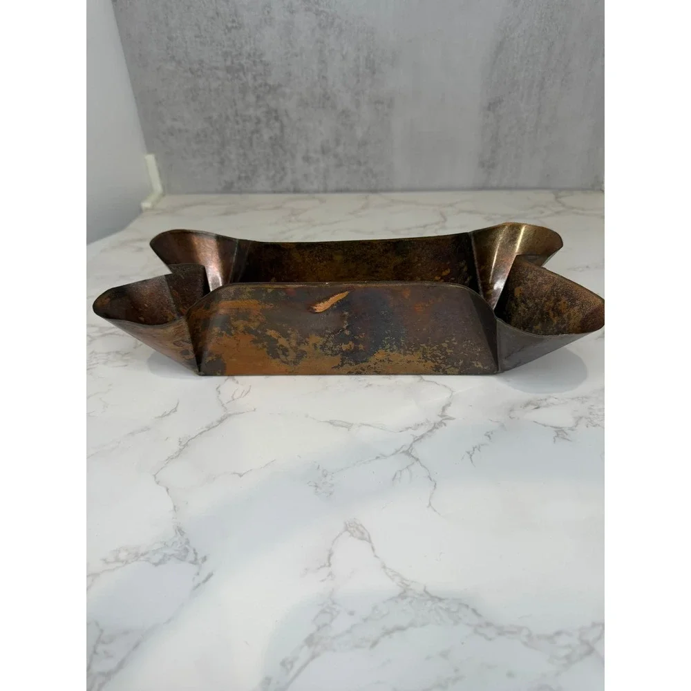 Terri Dallriva Copperworx Handcrafted Copper Fluted Bowl Artisan Metalwork 12in